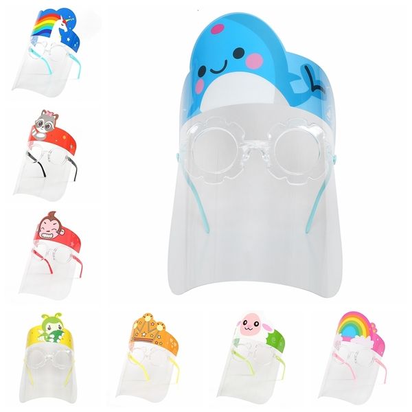 

safety faceshield cartoon transparent full cover children protective film tool anti-fog face shield designer mask 8styles rra3321