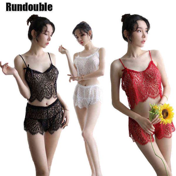 

nxy lingerie lace see through nightdress set 2pcs women' erotic transparent sleepwear summer deep v-neck backless temptation lingerie, Red;black