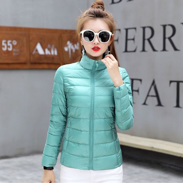 

2020 winter new lightweight down jacket women's short stand collar large slim warm light coat, Black