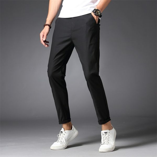 

summer thin casual pants korean straight fit youth trend men's trousers, Black