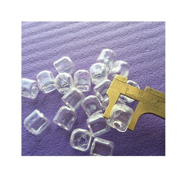 

5pcs 10/13/15mm cube square glass bubble one hole jewelry finding hollow glass bottle cover glass globe for earring ring jllksj, Black