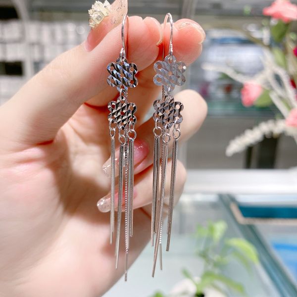 

s925 sterling silver long small flower creative ear line fashion temperament tassel anti lost women's net red same earrings