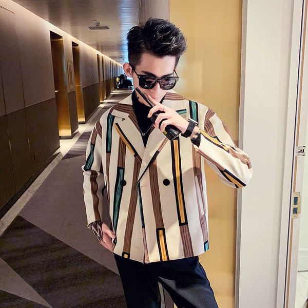 

new arrival mens jackets luxury stripe double breasted mens coats and jackets winter medium length slim fit man coats, Black;brown