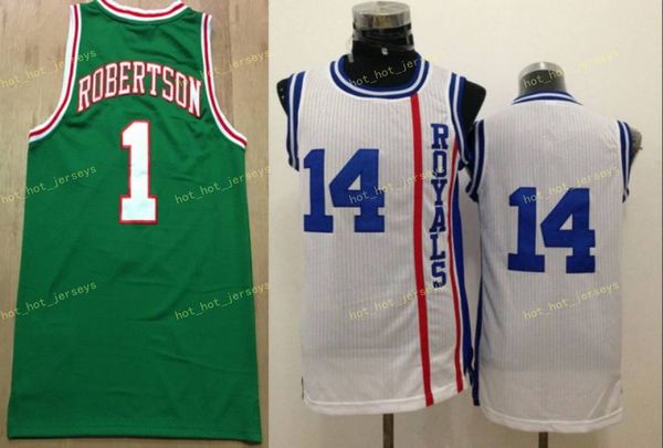 

new 1 oscar robertson jersey rev 30 new material 14 oscar robertson shirt uniform green white breathable quality, Black