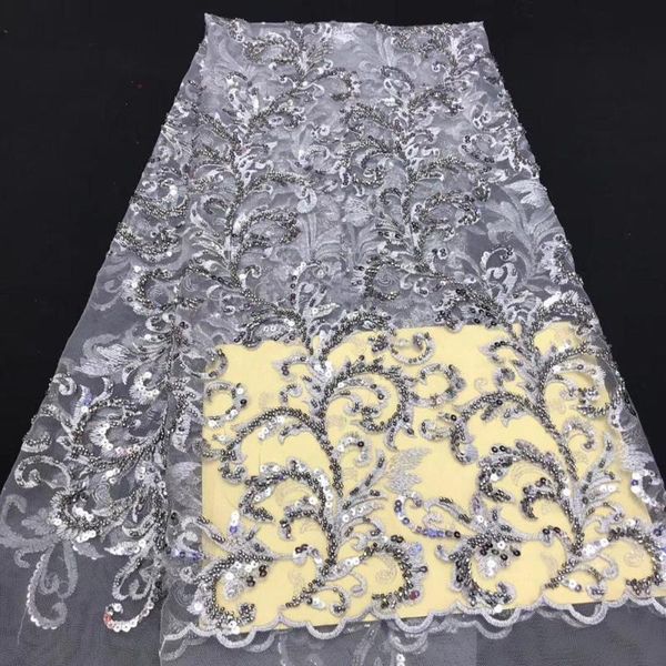 

ribbon luxury lace fabric gray african 2021 handmade beads embroidery for nigerian bridal dress, Pink;blue