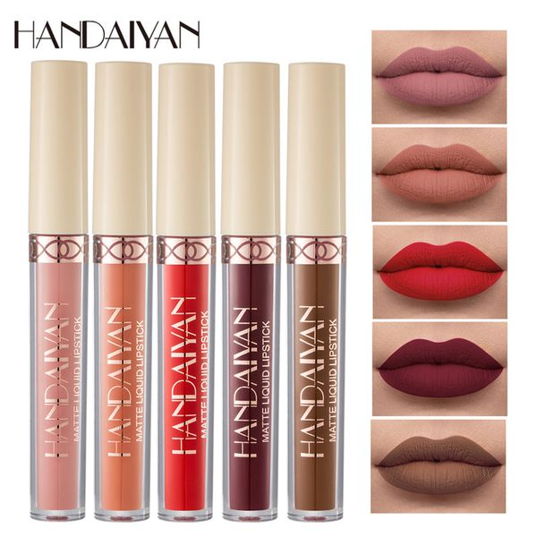 Dropshipping Handaiyan Matte Líquido Batom Longo Longo Nude Veludo Lip Lust Waterproof Lip Lip Pigment Mulheres Maquiagem Lip Lust