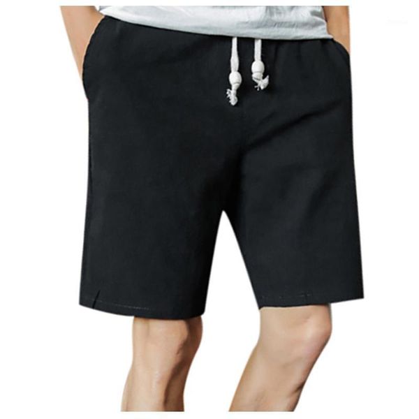 

fashion summer men's shorts solid drawstring pocket sports fitness trousers casual shorts sweatpants plus size1, White;black