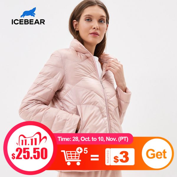 

icebear 2020 spring lightweight down stylish casual jacket female collar women parka gwy19556d, Black