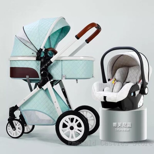 

luxury baby stroller 3 in 1 high landscape baby cart can sit can lie pushchair newborn cradel infant carrier foldedstroller