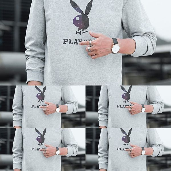 

d6ylv playboy моды подходят для мужчин корейского тонкого свитера случайной шея круглых пуловеры свитера мужского 666 1yudv, Black