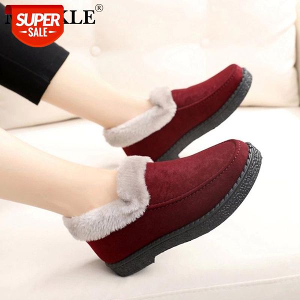 

mcckle women warm winter shoes flat women's fashion suede sewing ladies platform short furry plush female shoes comfort footwear #9p1w