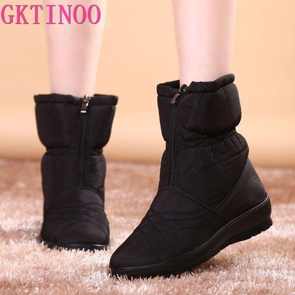 

gktinoo snow boots 2020 women winter boots mother shoes antiskid waterproof flexible women fashion casual plus size, Black