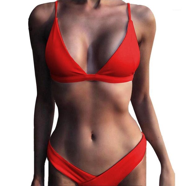 

new thong bikini 2020 bandeau swimsuit women swimwear female v bottoms bikinis push up bikini set brazilian bathing suit1, White;black