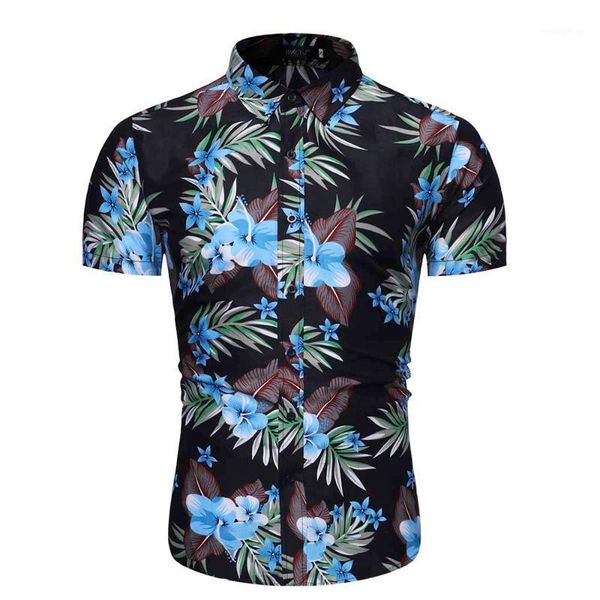 

cw camisa hawaiana de playa con 5 estilos para hombre, camisetas con estampado floral de frutas,vacaciones, moda talla grande1, White;black