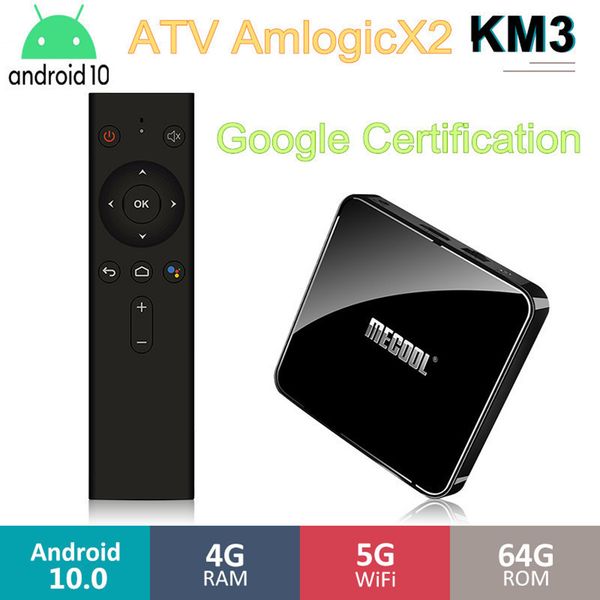 

mecool km3 tv box android 10 atv androidtv google certified amlogic s905x2 4gb 32gb 4k 5g dual wifi media player vs км1