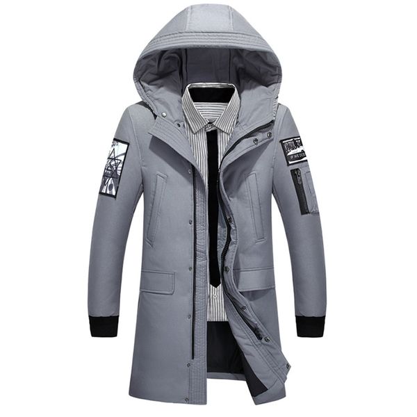 

winter white duck men x-long section casual thickening warm youth men's hooded coat new down jacket, Black