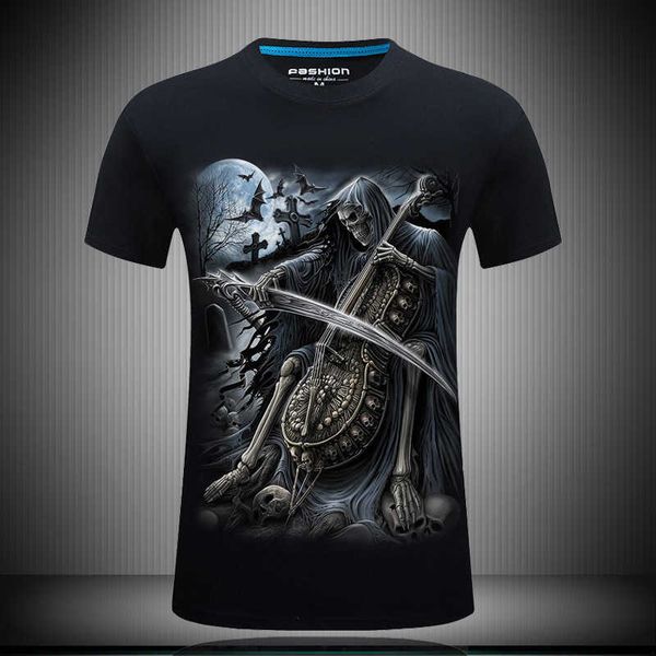 

men's t-shirts summer skull 3d short sleeve large dark gothic print, White;black
