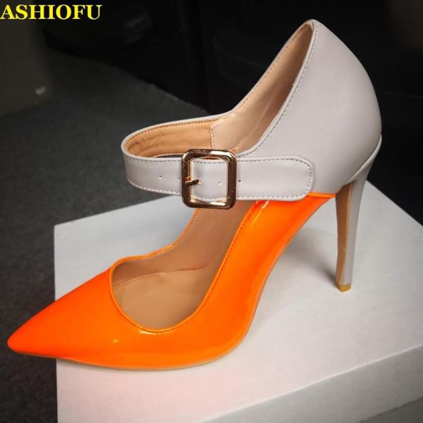 

ashifou new arrival women stiletto heel pumps patchwork leather party prom dress shoes mary janes evening fashion court shoes, Black