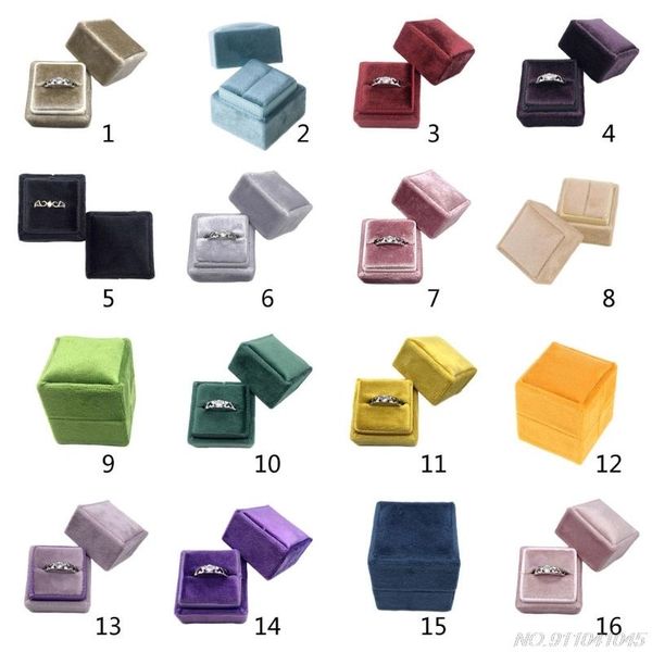 

gift wrap square velvet ring box single display holder with detachable lid for wedding ceremony(dark gray) d08 20