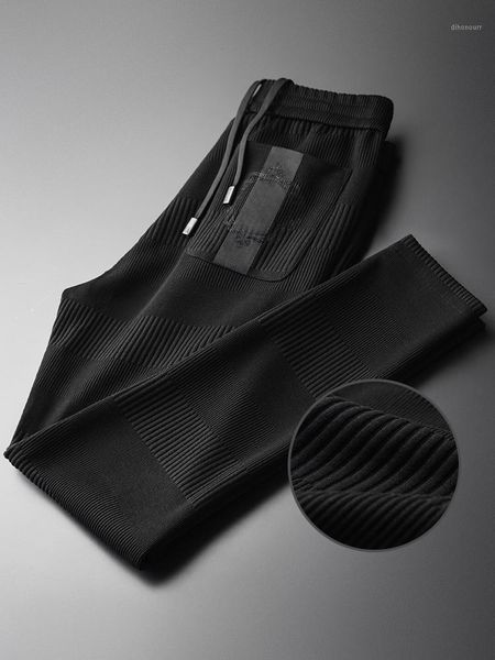 

men's pants 2021 thick knit men's trousers plus size 4xl autumn and winter vertical stripe men casual fashion slim skinny men1, Black
