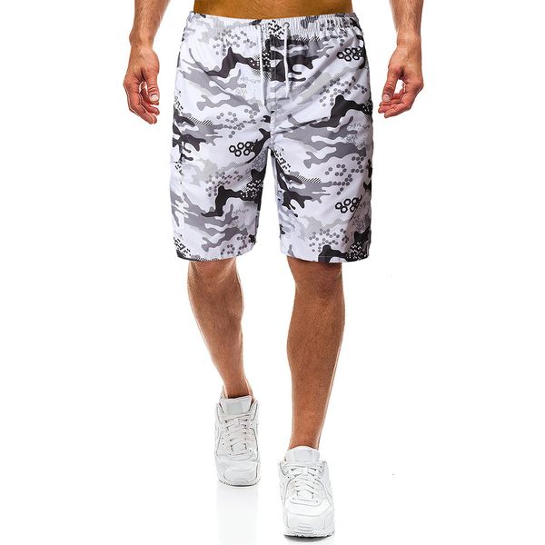 

2020 summer new men's quick drying beach leisure camouflage printed shorts surfer pants, White;black