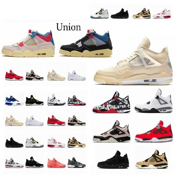 

2021 4 4s union noir guava ice mens shoes sail neon metallic purple\rbasketball sneakers black cat bred fire red trainers tin2#