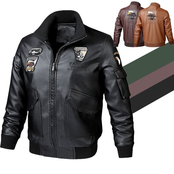 Fly Air Force Giacca da volo da uomo Fodera in pelliccia Ecopelle Uomo Cappotto nero marrone Bomber invernale Uomo Taglie forti 6XL 201105