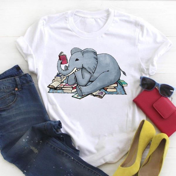 

women lady cartoon clothing printing printed animal summer ladies t tee tshirt womens female shirt clothes graphic t-shirt, White