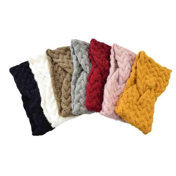 

knitted headband cross plush ear warmer wide hairband winter headband hair accessories crochet headwrap headdress yoga qyllyk