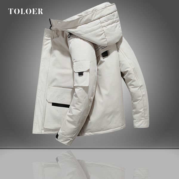 

2021 new men autumn winter jacket safari style casual warm parkas white coats mens hooded down jackets waterproof p6px, Black