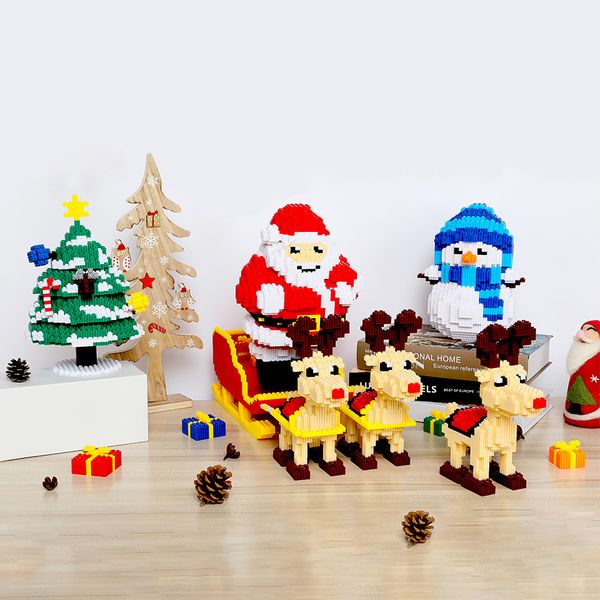 

connection series mini magic building blocks figures santa claus snowman elk tree bricks toys for christmas gift