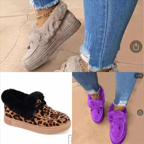 

1qsrg slippers women winter fur slippers womens shoes big size home yarn plush women indoor snow boots warm fluffy plus velvet mop cotton, Black