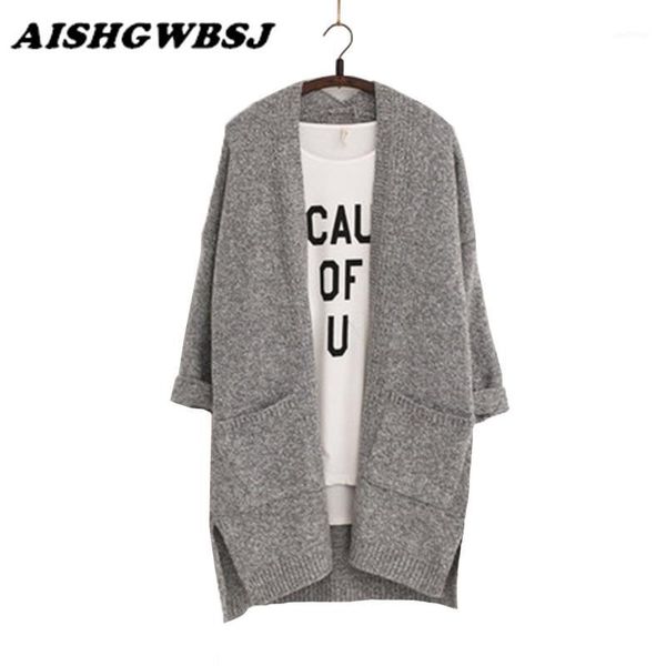 

women's sweaters wholesale- 2021 long women cardigans feminino autumn winter brand style knitted with pockets european lj37241, White;black