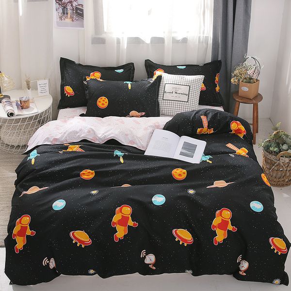 

3/4pcs cotton black and white bedding sets with duvet cover bed sheet pillowcase cute stripe bed linen king  full twin size c0223