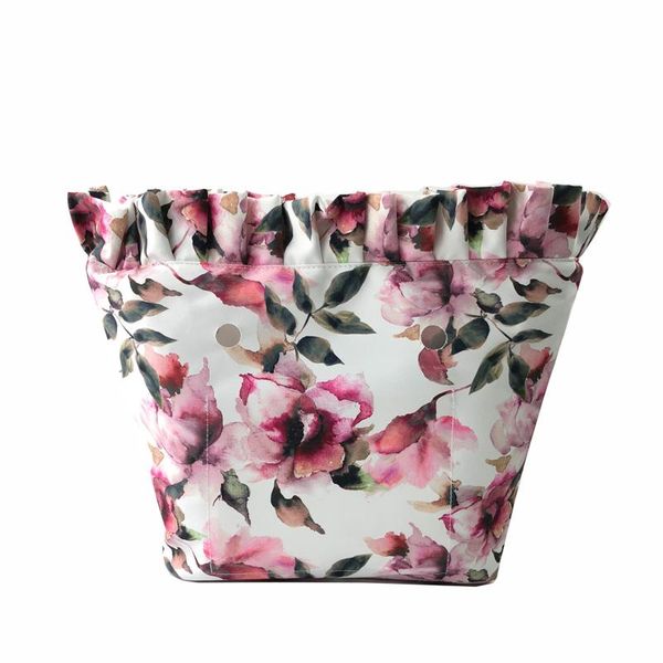 

floral border lining colorful print inner zipper pocket for classic mini obag insert with inner waterproof coating for o bag