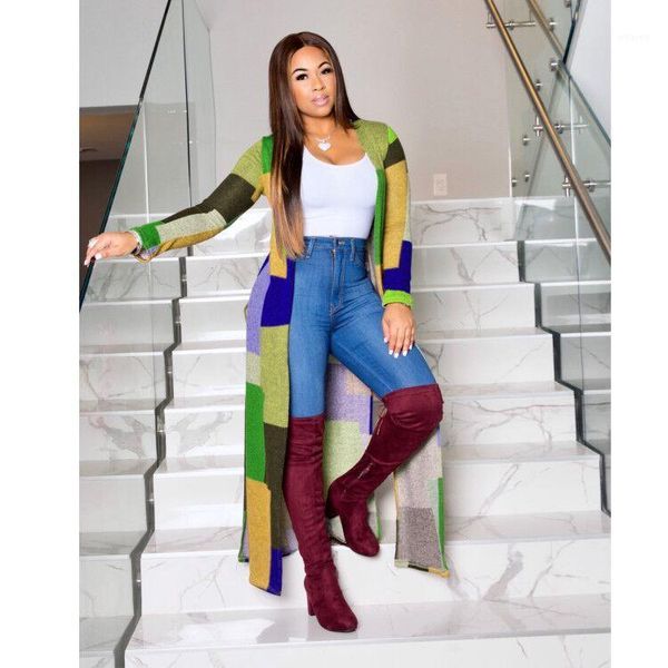 

2020 fashion patchwork long loose cardigan women's trench full sleeve autumn outerwear high street casual fashion lady trench1, Tan;black