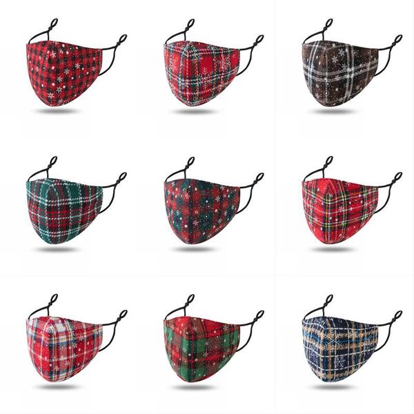 

dhl shipping face mask christmas snowman printed masks men women anti dust mouth cover fashion plaid facemask 9 styles kimter-l764fa, Black