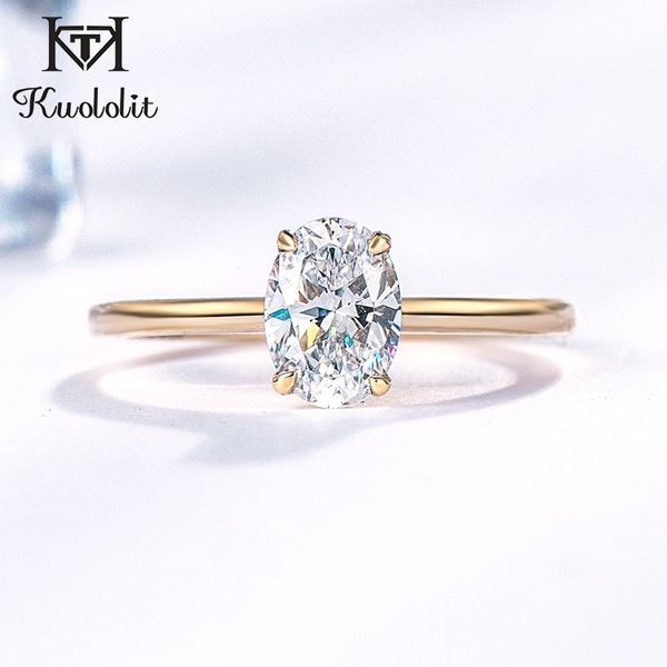 

kuololit 10k yellow gold 100% natural moissanite gemstone for women handmade rings engagement bride gift fine jewelry y200321, Slivery;golden