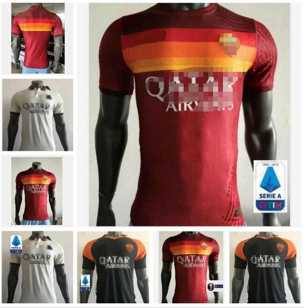 

s- player version 2020 2021 as roma home soccer jerseys nainggolan totti dzeko perotti de rossi pastore custom football shirts, Black
