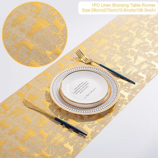 

bronzing linen christmas table runner merry christmas decoration for home christmas table ornaments navidad 2020 new year 2021 wmtdik