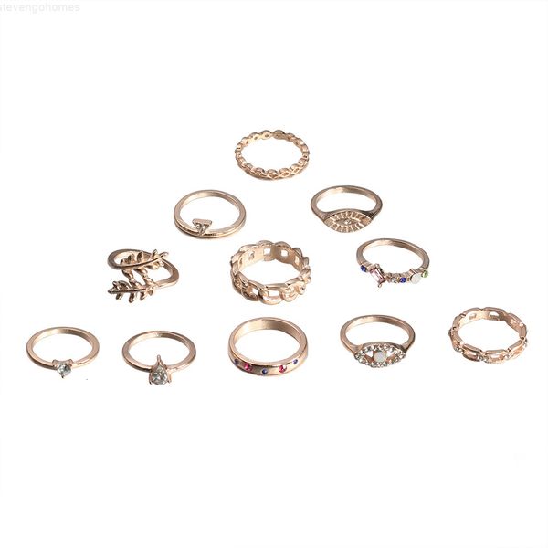 

branch eye 11 evil factory/set olive vintage set crystal crown fashion ring for women geometric finger joint rings weddi, Silver