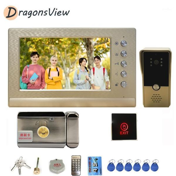 

video door phones dragonsview intercom with lock interphone ir vision doorbell camera 7 inch phone entry security system kit1