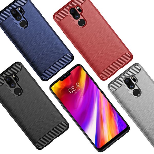 

для thinq мобильного телефона случай щетки углерода шаблона волокна силикона для lg g7 защитный чехол анти-падения мягкой оболочки