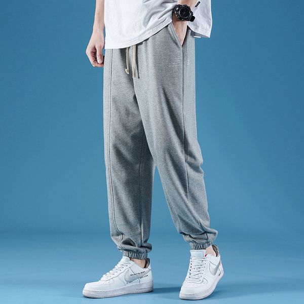 

2021 spring new grey sports men's loose leggings four seasons casual knitted fashion brand pants, Black