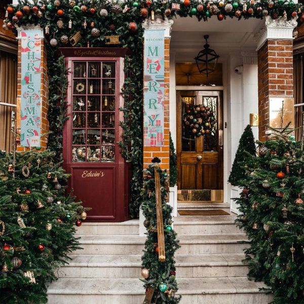

1 pair of christmas door banner door hanging curtain home store cafe decor