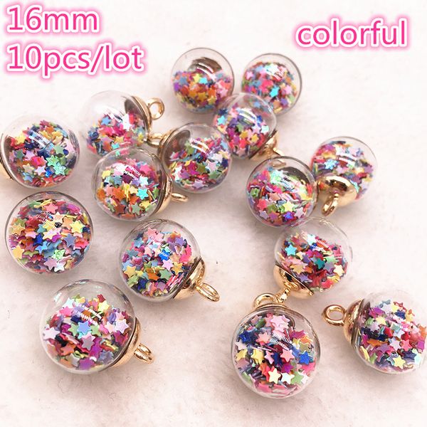 

beads 10pcs 21x16mm transparent magic ball glass pendant pentagram for christmas decoration