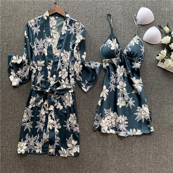 

2020 silk kimono bathrobe for women bride bridesmaid wedding robe gown set lace sleepwear home clothes nightwear1, Black;red
