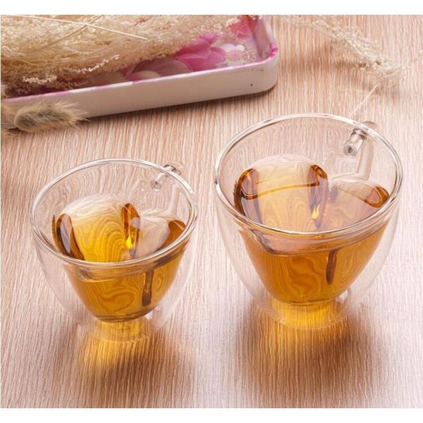 

double wall glass coffee mugs transparent heart shaped milk tea cups 180ml 240ml milk tea cups romantic gifts kka8003