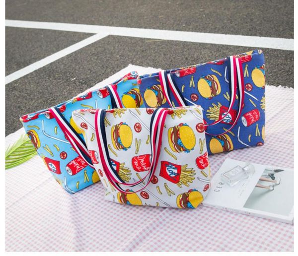 

2020 hamburger fries cola causal canvas handabag shopping bag