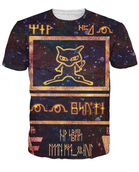 

men 3d ancient mew cartoon pokeballs summer black basic cartoon 3d print shirts aesthetic graphic anime men clothing